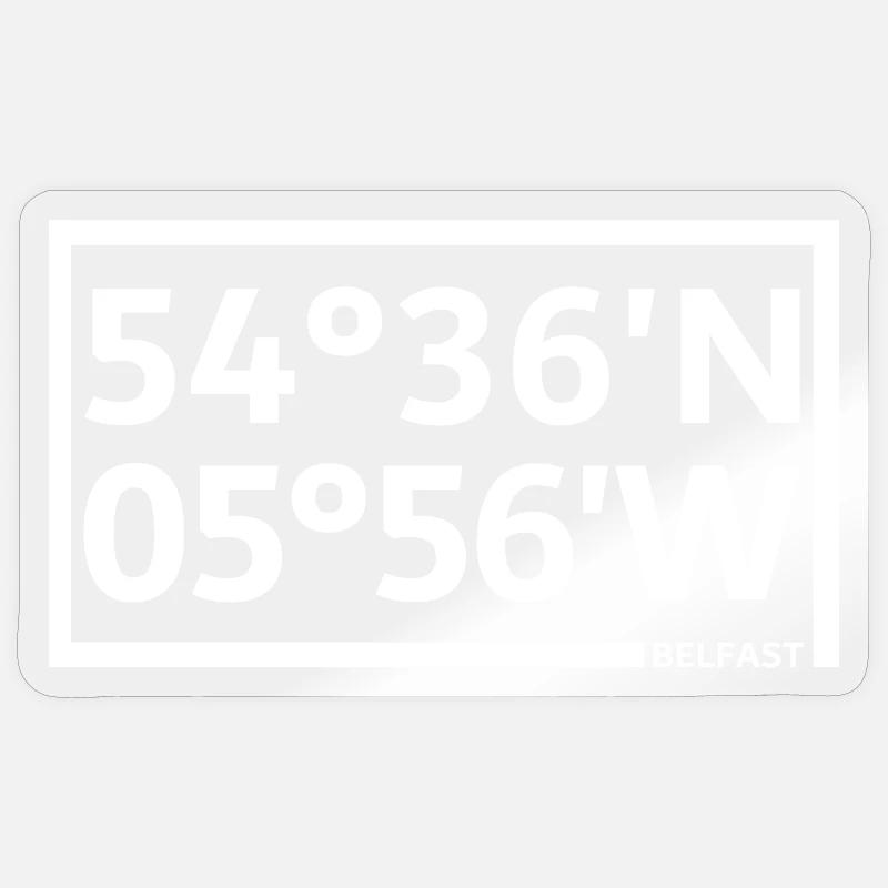 Belfast Coordinates - Sticker size S (10 x 10 cm) - transparent glossy