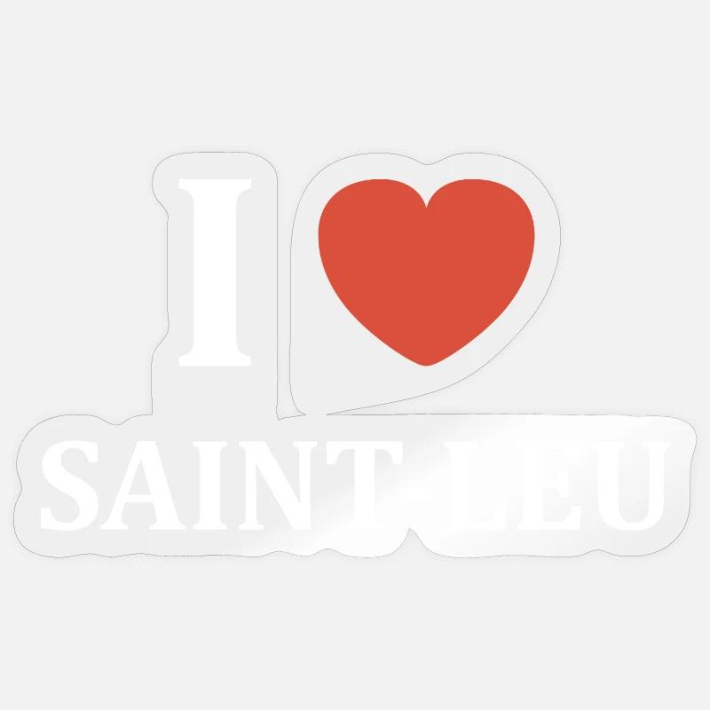 i love Saint Leu - Sticker taille S (10 x 10 cm) - brillant transparent