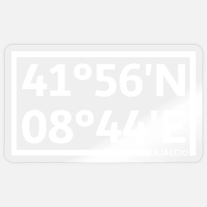Coordonnées d’Ajaccio - Sticker taille S (10 x 10 cm) - brillant transparent