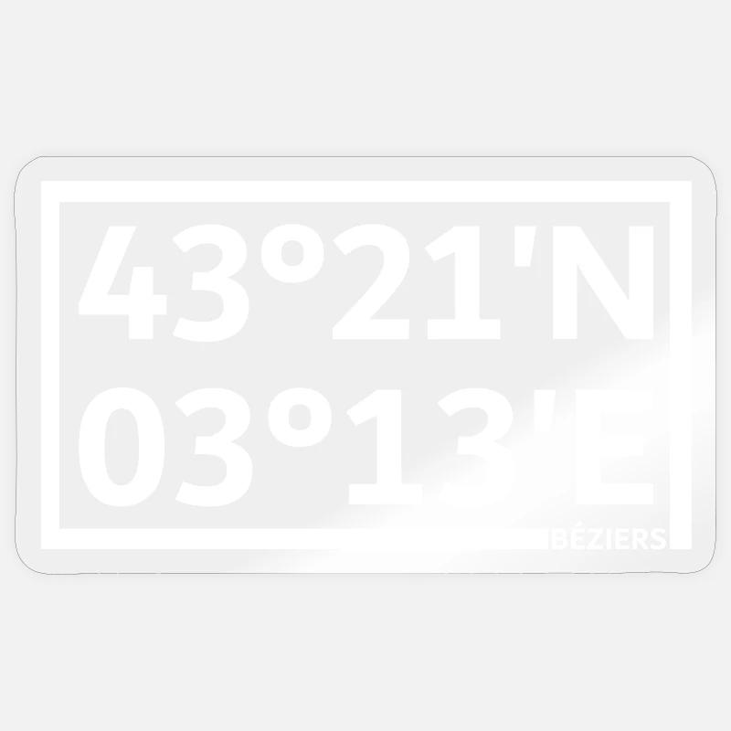 Coordonnées de Béziers - Sticker taille S (10 x 10 cm) - brillant transparent