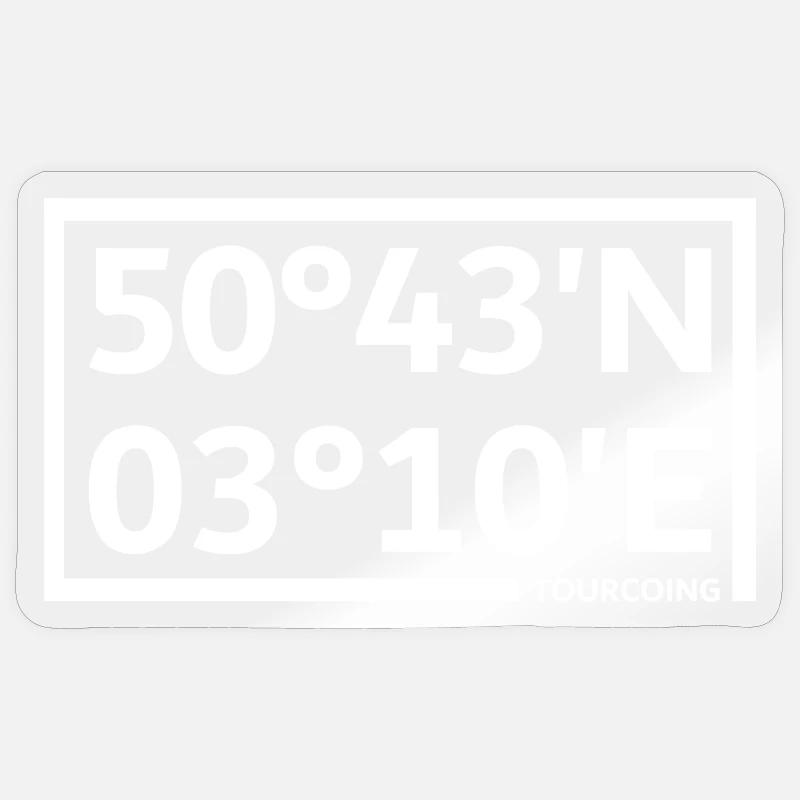Coordonnées de tourcoing - Sticker taille S (10 x 10 cm) - brillant transparent