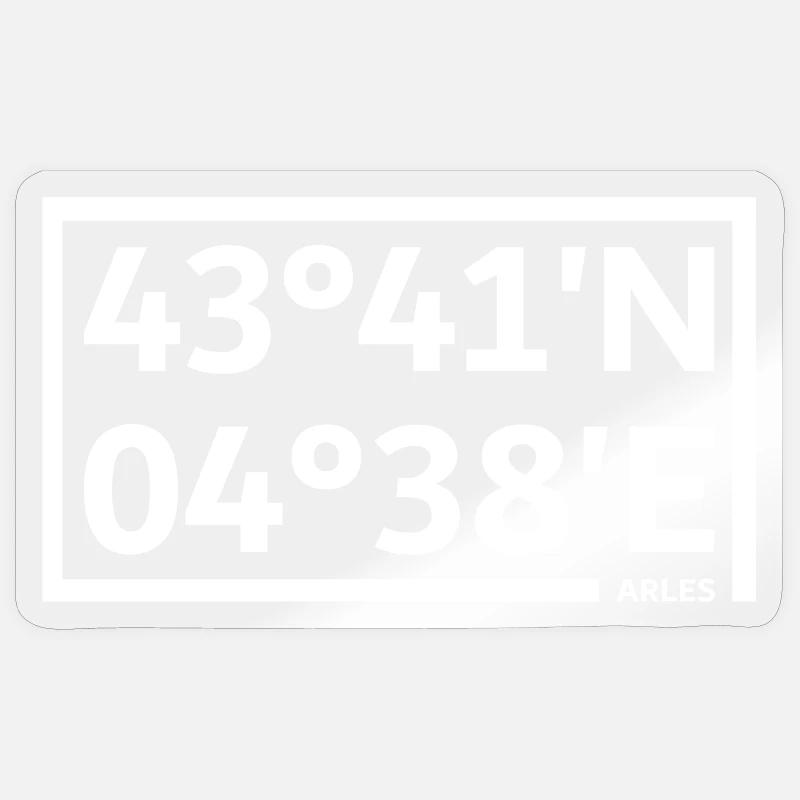 Coordonnées d’Arles - Sticker taille S (10 x 10 cm) - brillant transparent