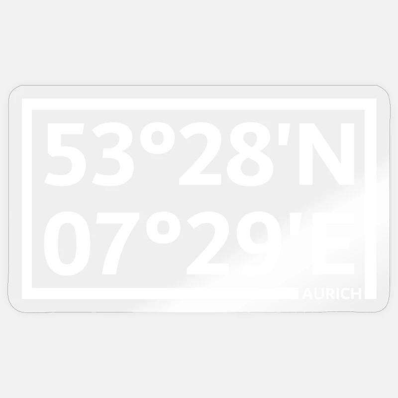 Coordonnées Aurich - Sticker taille S (10 x 10 cm) - brillant transparent