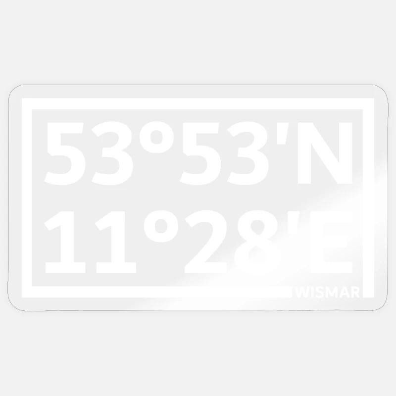Coordonnées Wismar - Sticker taille S (10 x 10 cm) - brillant transparent