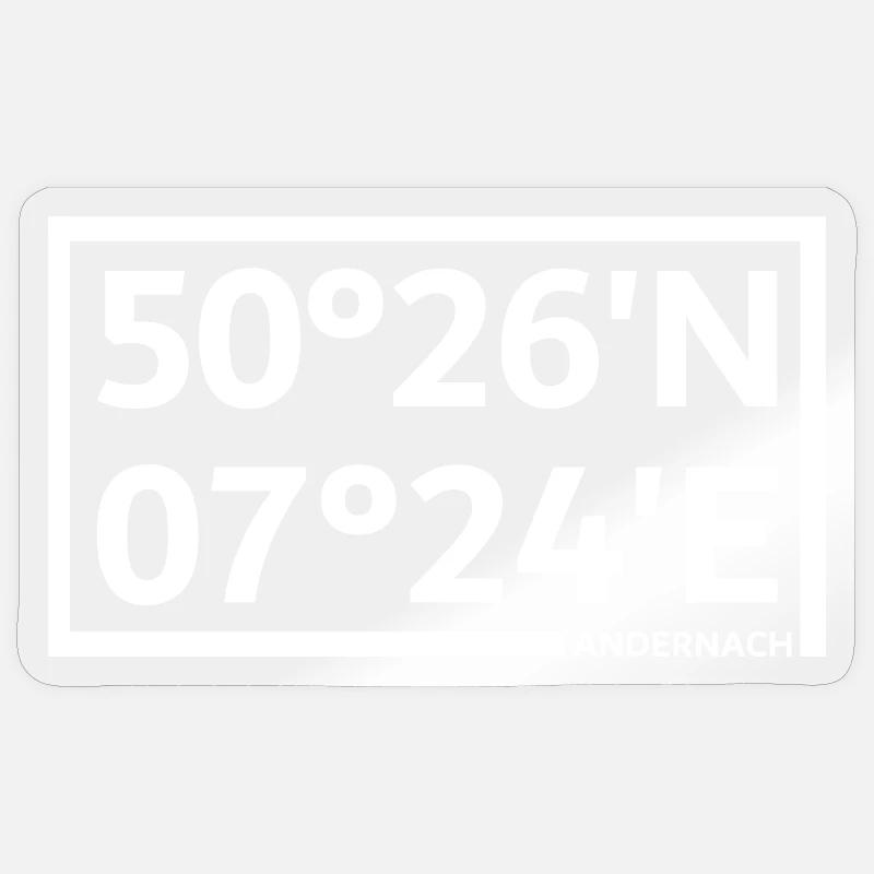 Coordonnées d’Andernach - Sticker taille S (10 x 10 cm) - brillant transparent