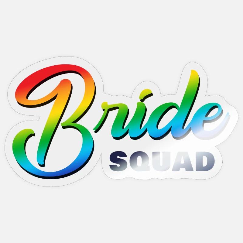 Bride Squad Regenbogen Sticker Größe S (10 x 10 cm)