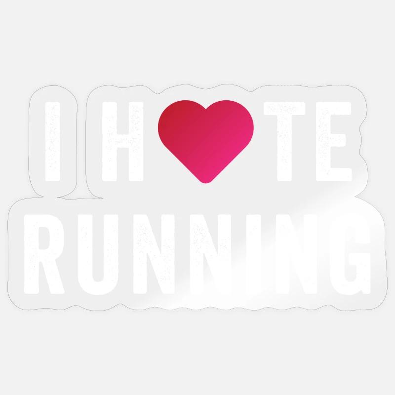 J’aime/déteste courir - Sticker taille S (10 x 10 cm) - brillant transparent