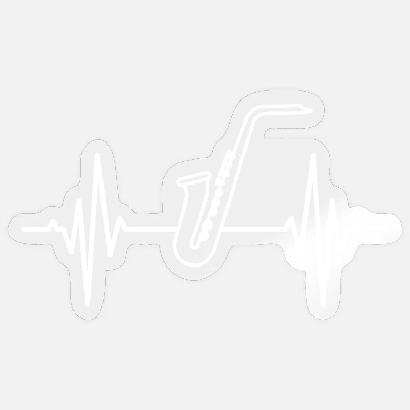 Battement de cœur du saxophone - Sticker taille S (10 x 10 cm) - brillant transparent