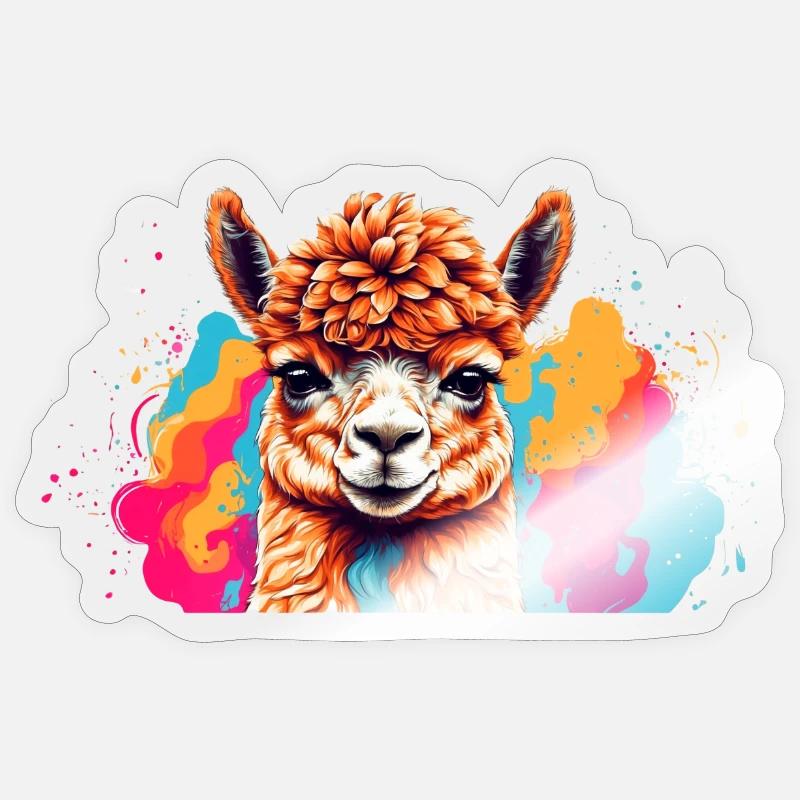 Explosion de couleur de lama Sticker taille S (10 x 10 cm)