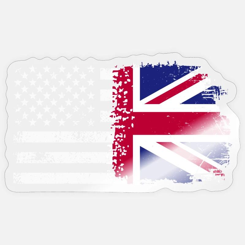 Grunge États-Unis Royaume-Uni Drapeau Mashup - Sticker taille S (10 x 10 cm) - brillant transparent