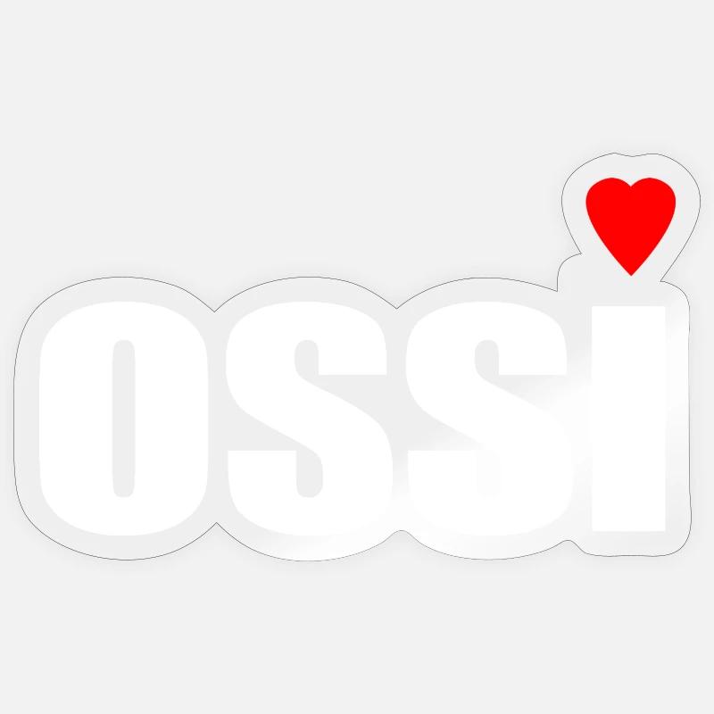 Ossi mit Herz rot - Sticker Größe S (10 x 10 cm) - Transparent glänzend
