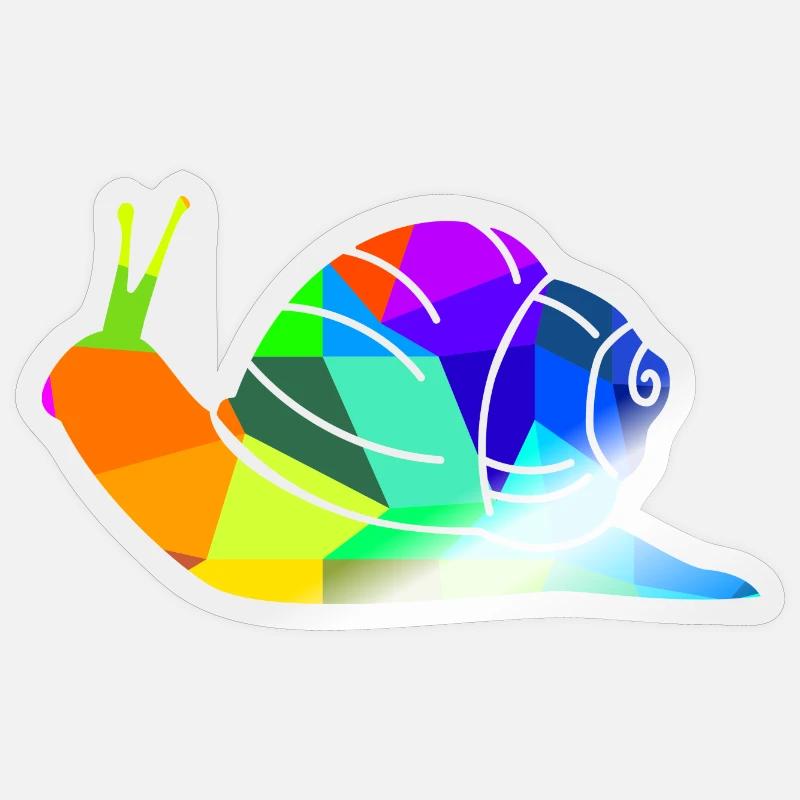 Escargot arc-en-ciel animaux polygone Sticker taille S (10 x 10 cm)