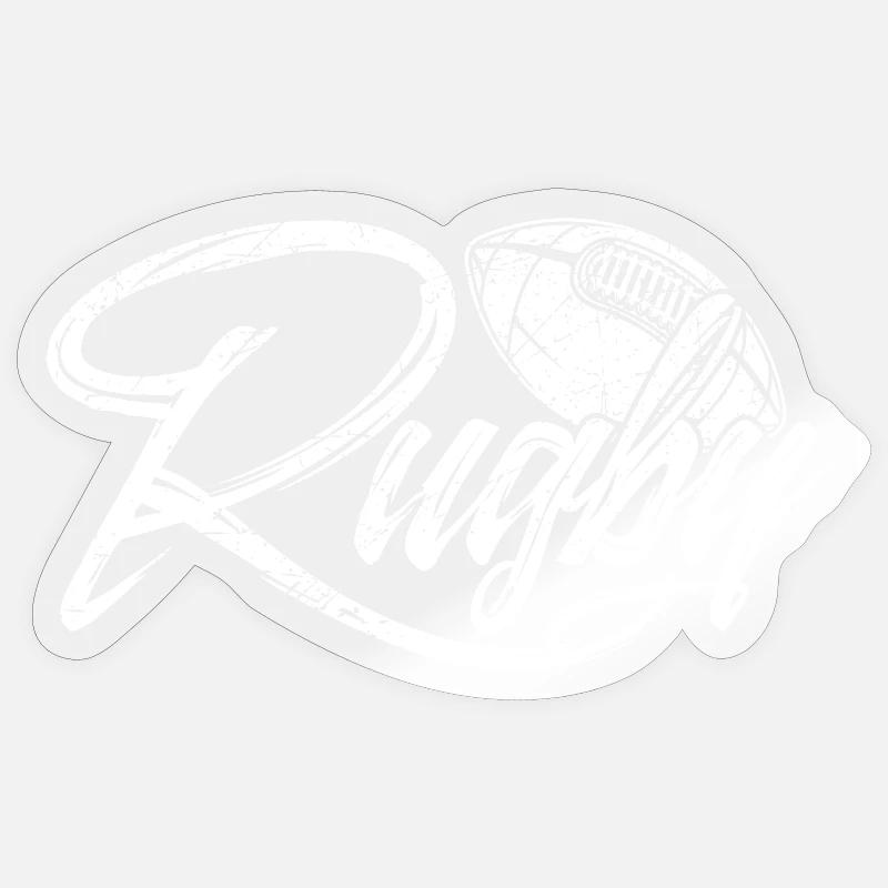 Conception typographique dynamique sur le thème du ballon de rugby Sticker taille S (10 x 10 cm)