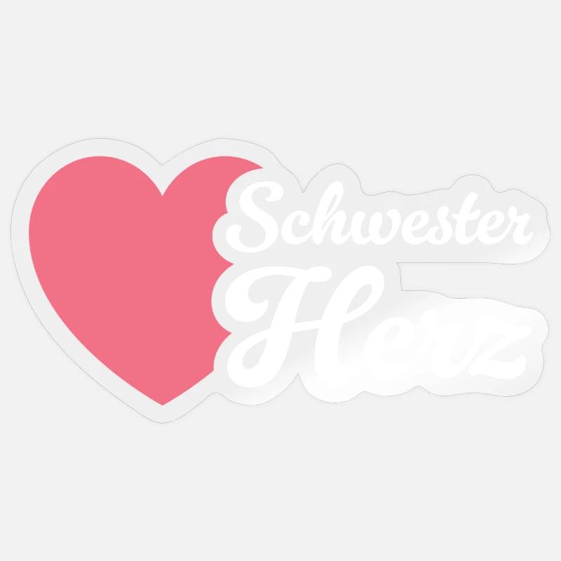 Sorella cuore rosa - Sticker formato S (10 x 10 cm) - trasparente lucido
