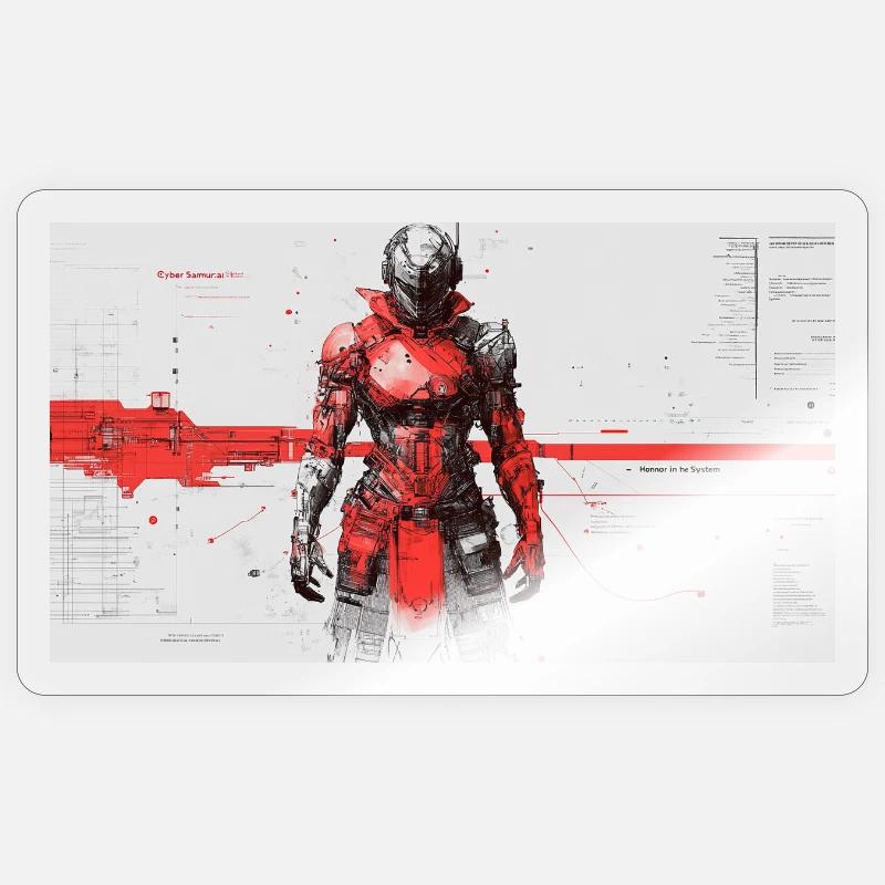 Futuristic Cyber Samurai Sticker size S (10 x 10 cm)