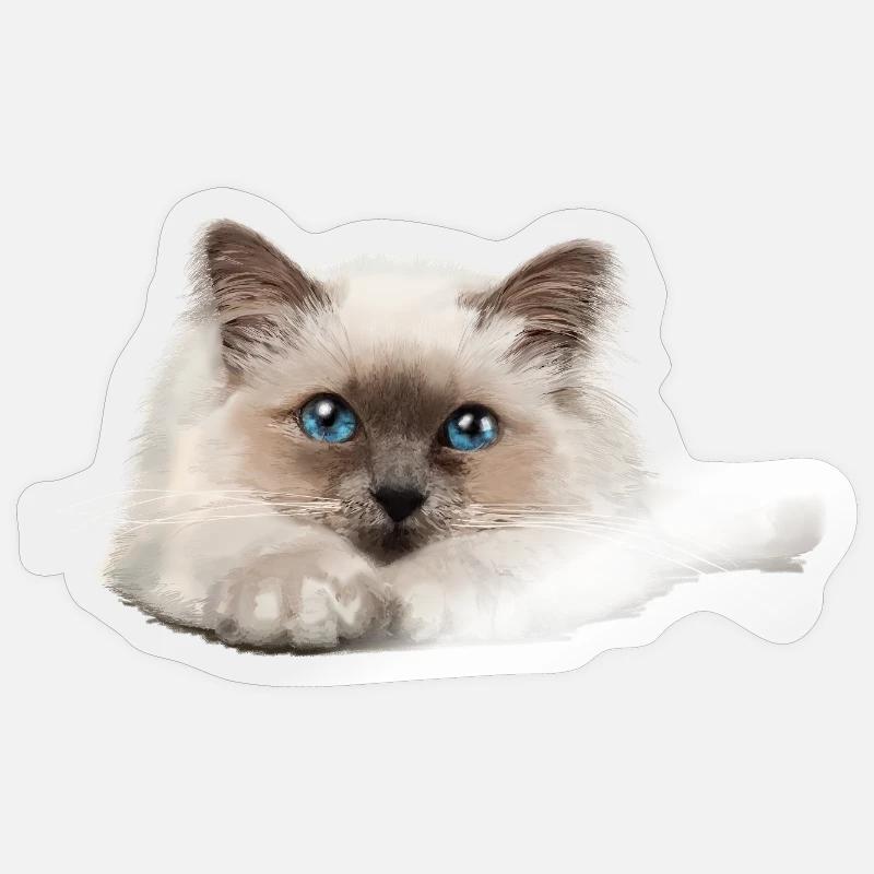Blaue Augenkatze auf Ruhepose Sticker Größe S (10 x 10 cm)