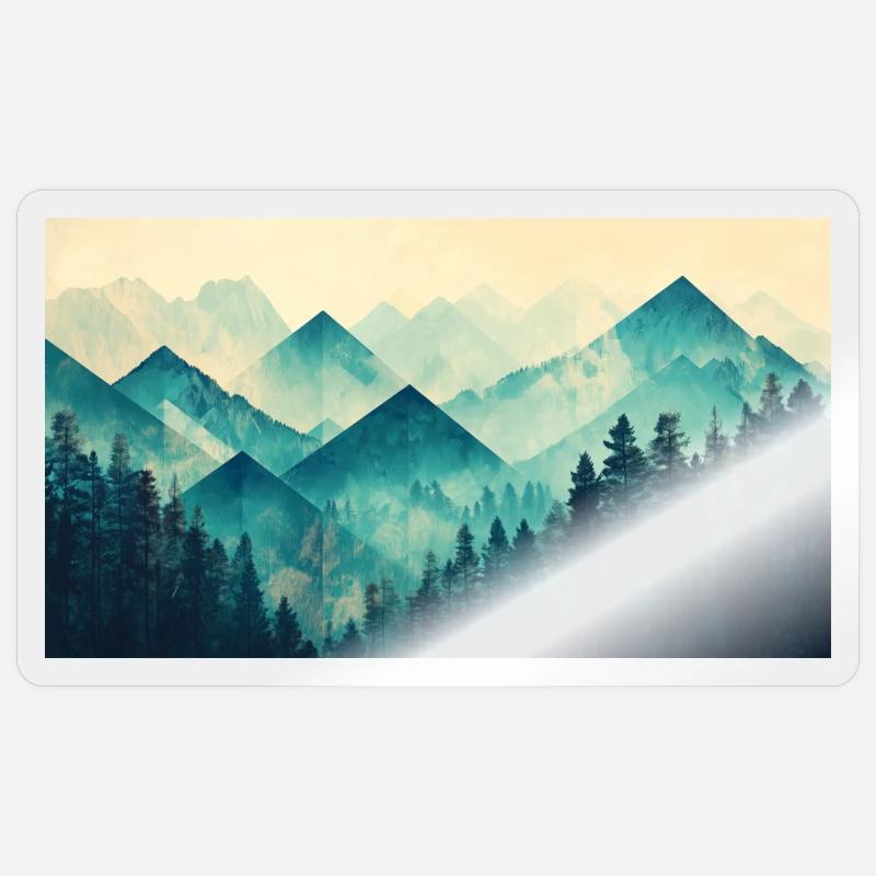 Wald Berge - Sticker Größe S (10 x 10 cm) - Transparent glänzend
