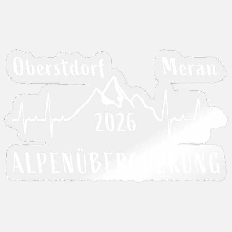 Alpenüberquerung 2026 Oberstdorf Meran E5 Sticker Größe S (10 x 10 cm)