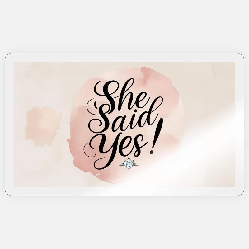 Sie sagte Ja – Verlobungsfeier Stil - Sticker Größe S (10 x 10 cm) - Transparent glänzend