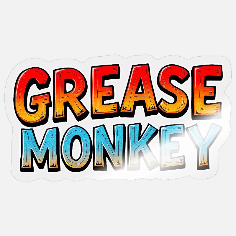Texte du dessin animé GreaseMonkey - Sticker taille S (10 x 10 cm) - brillant transparent