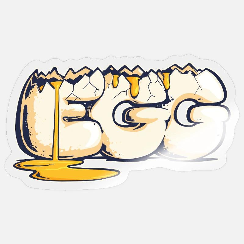 Egg, mot dessiné (2) - Sticker taille S (10 x 10 cm) - brillant transparent