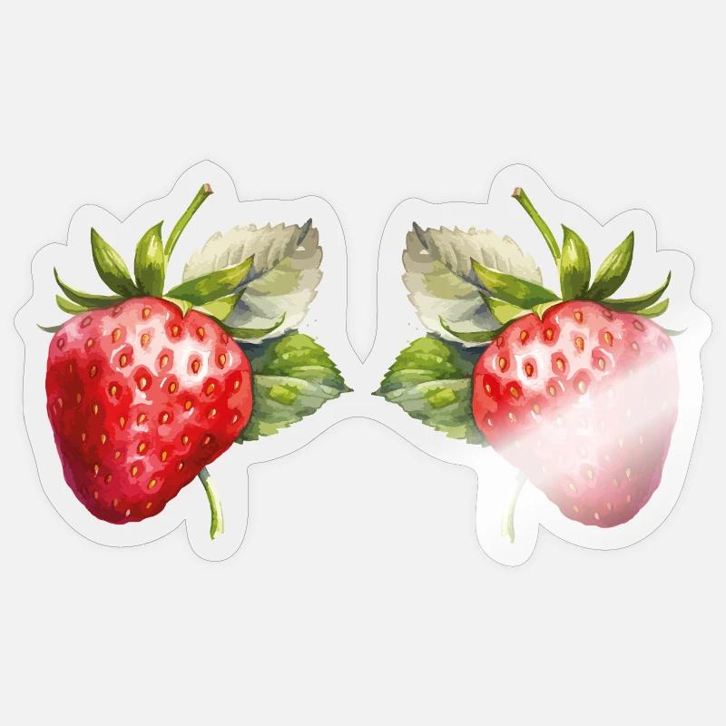 Erdbeeren Aquarell - Sticker Größe S (10 x 10 cm) - Transparent glänzend