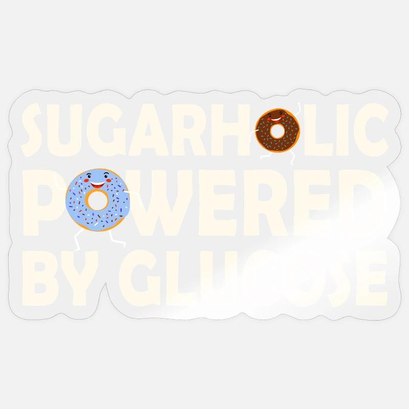 Sugarholic Powered by Glucose - Sticker size S (10 x 10 cm) - transparent glossy