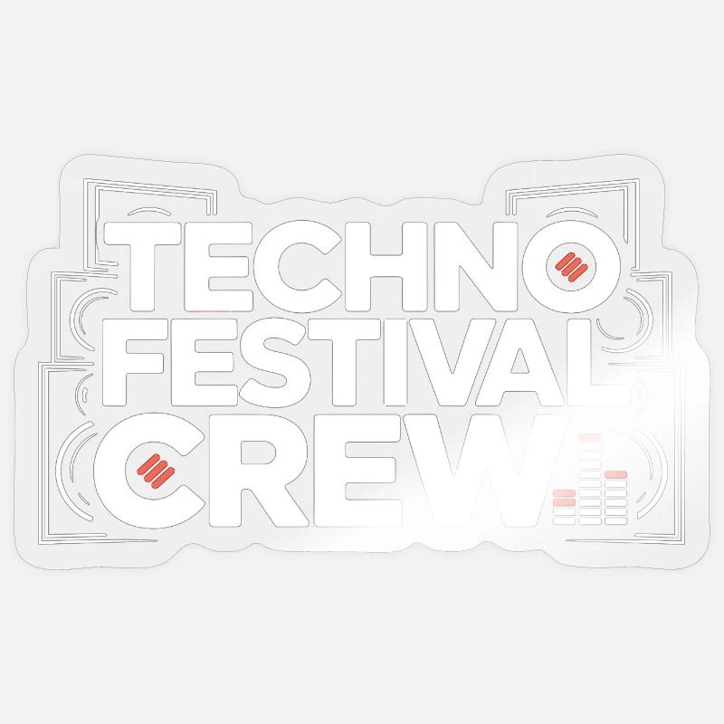 Techno Festival Crew – Techo Party Outfit - Sticker Größe S (10 x 10 cm) - Transparent glänzend