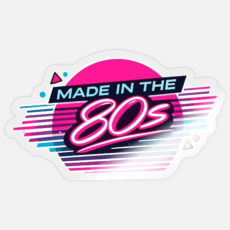 Rétro néon fabriqué dans les années 80 Sticker taille S (10 x 10 cm)