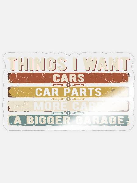 Oldtimer-Garagenwagen-Humor | Mecano-Geschenk - Sticker Größe S (10 x 10 cm) - Transparent glänzend