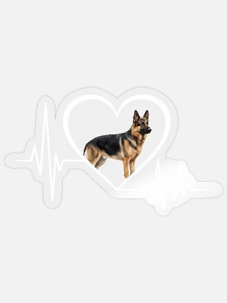 Deutscher Schäferhund Herzschlag Liebe Deutscher Schäferhund - Sticker Größe S (10 x 10 cm) - Transparent glänzend