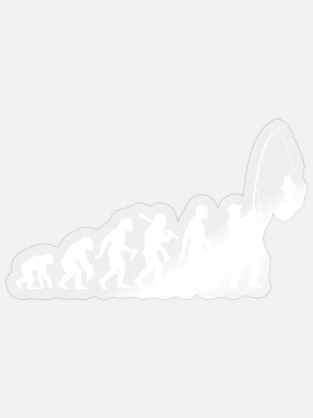 Angler Evolution Retro Angel Lustiges Angeln - Sticker Größe S (10 x 10 cm) - Transparent glänzend