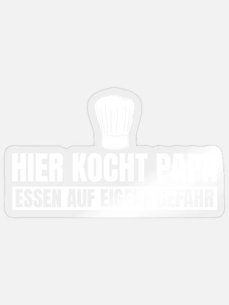 Koch Papa Essen auf eigene Gefahr - Sticker Größe S (10 x 10 cm) - Transparent glänzend