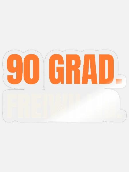 Sauna Spruch: 90 Grad. Freiwillig. - Sticker Größe S (10 x 10 cm) - Transparent glänzend