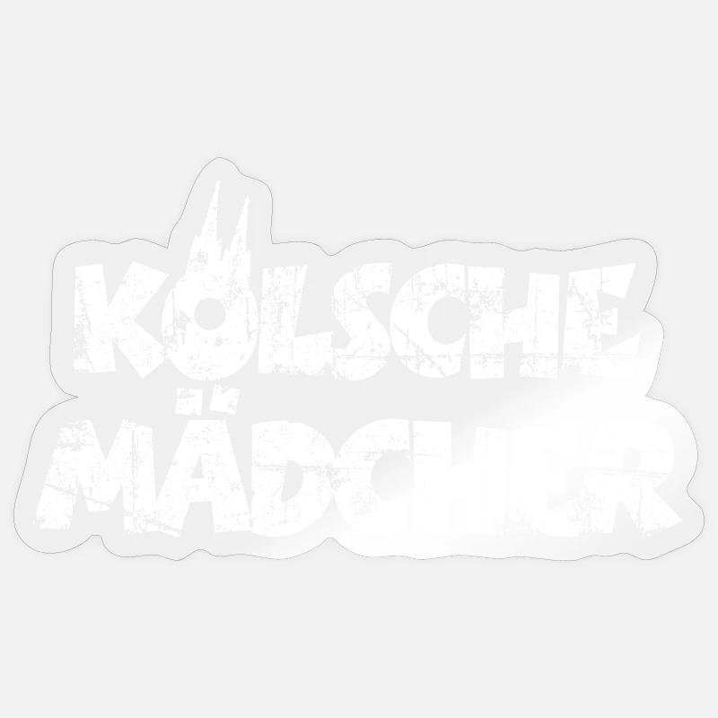 Kölsche Mädcher (Vintage/Weiß) Mädchen aus Köln Sticker Größe S (10 x 10 cm)
