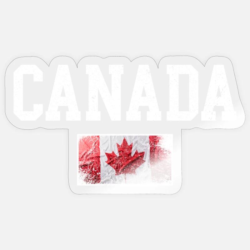 Drapeau du Canada en érable vieilli Sticker taille S (10 x 10 cm)