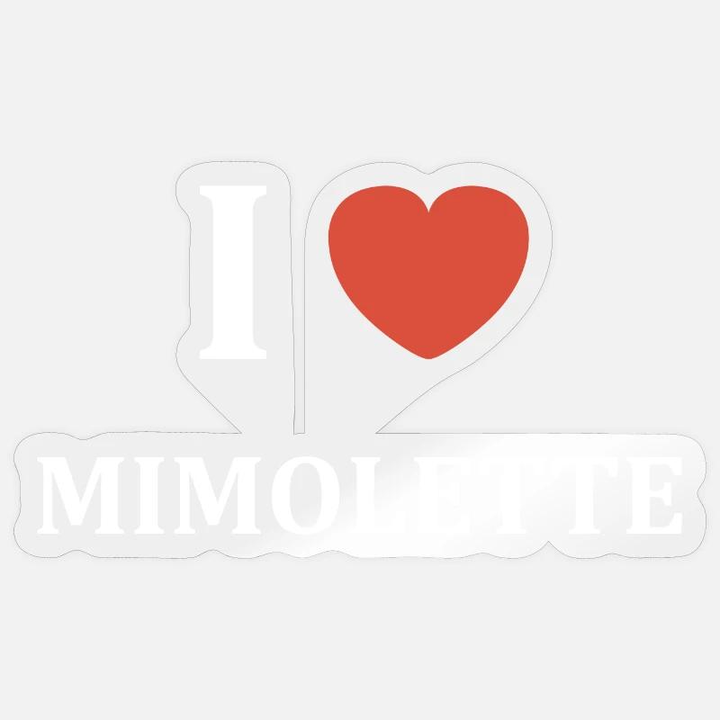 i love MIMOLETTE - Sticker taille S (10 x 10 cm) - brillant transparent