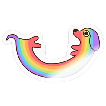 Regenbogenhund. Farbiger Hund. Regenbogenhund * - Sticker Größe S (10 x 10 cm) - Transparent glänzend - Vorne