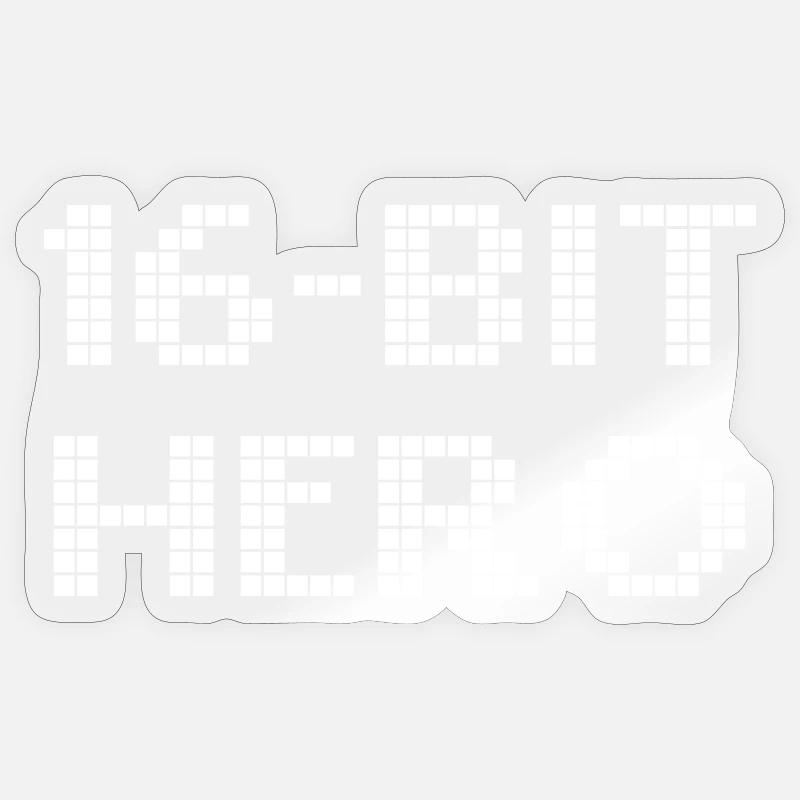 16-Bit Hero - blanc - Sticker taille S (10 x 10 cm) - brillant transparent