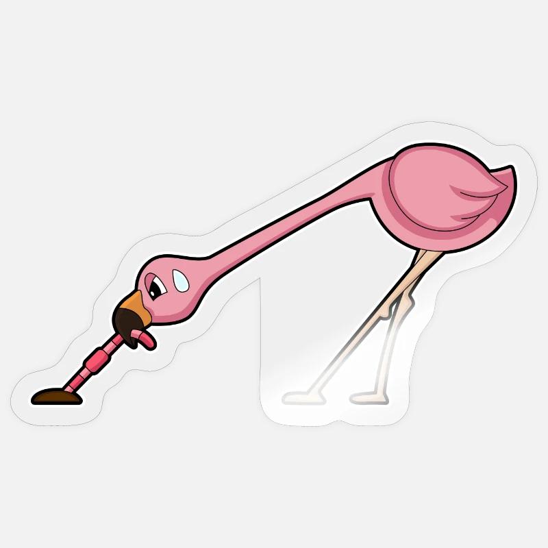 Flamingo Wurm - Sticker Größe S (10 x 10 cm) - Transparent glänzend