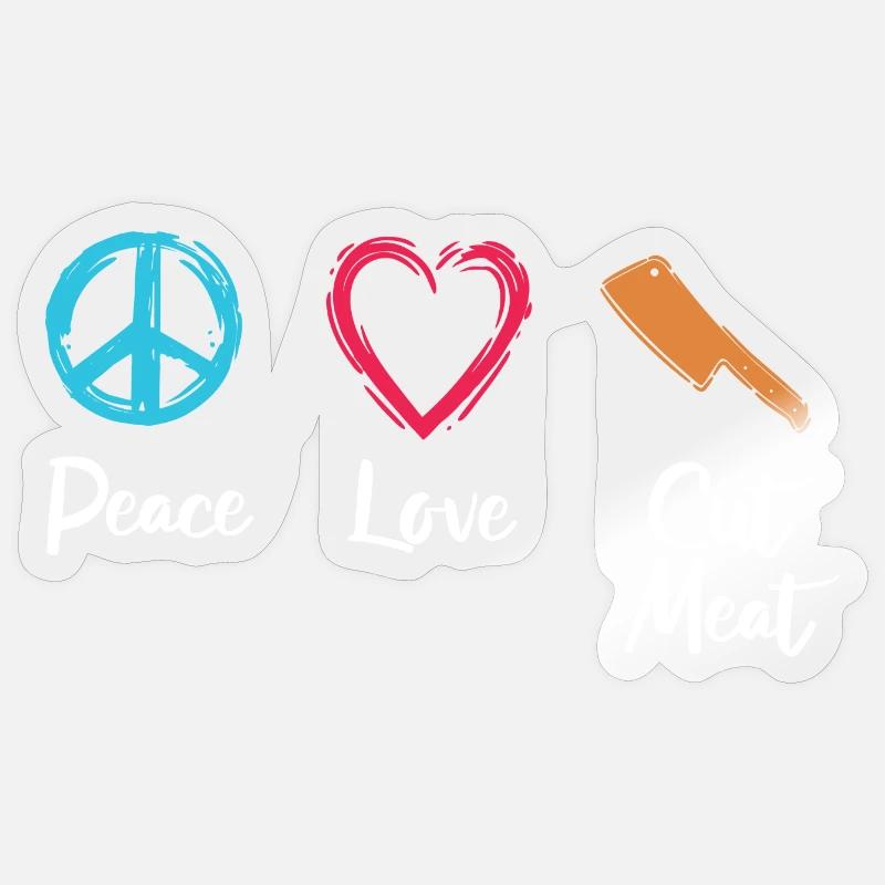Frieden Liebe Fleisch schneiden Sticker Größe S (10 x 10 cm)