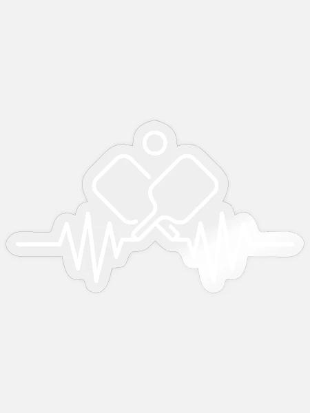Pickleball Paddel Pulslinien Herz EKG - Sticker Größe S (10 x 10 cm) - Transparent glänzend
