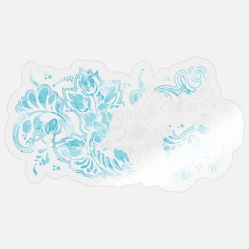 Blauer Blumen-Muster Sticker Größe S (10 x 10 cm)