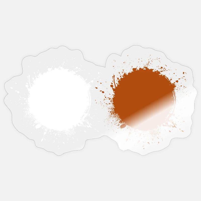 Blanc, Brun - Sticker taille S (10 x 10 cm) - brillant transparent