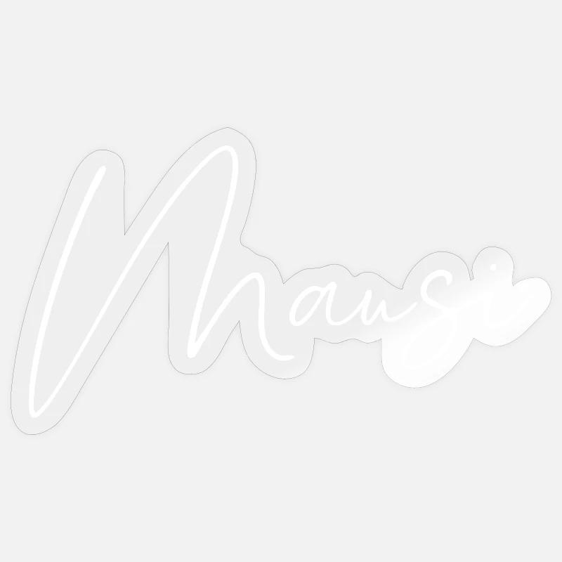 Mausi / Conception d’écriture manuscrite (Blanc) Sticker taille S (10 x 10 cm)