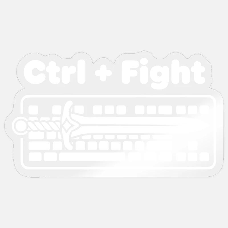 Ctrl Combat épée sur clavier - Sticker taille S (10 x 10 cm) - brillant transparent