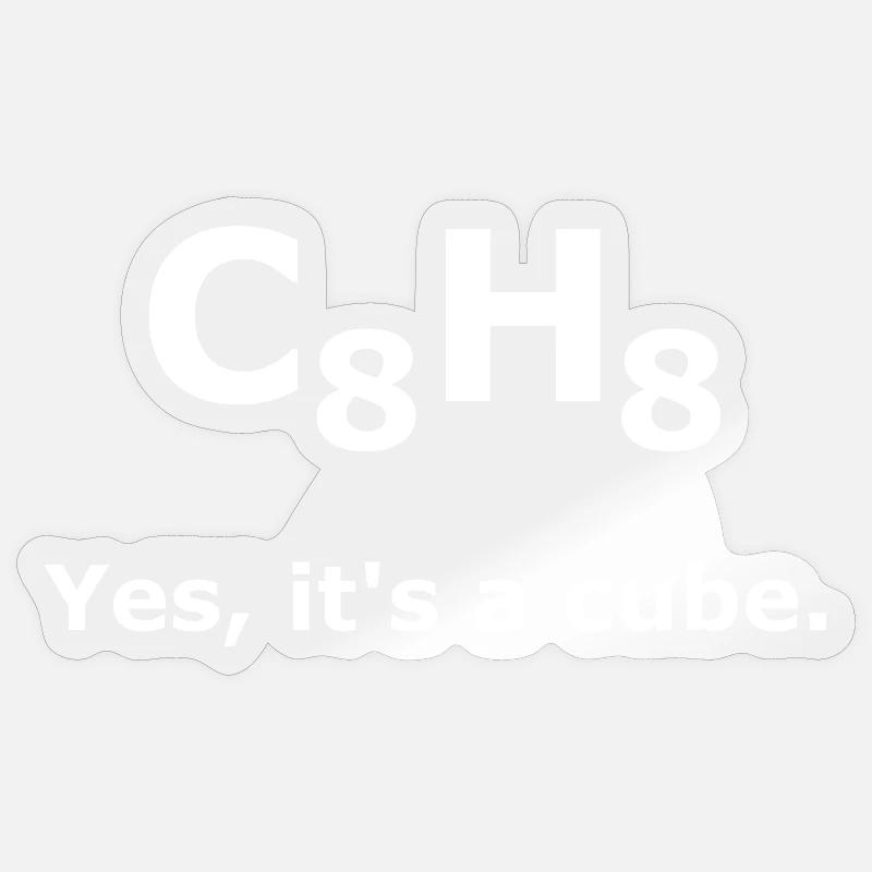 C8H8 Cuban Molecule Chemistry – Yes It's a Cube Sticker taille S (10 x 10 cm)