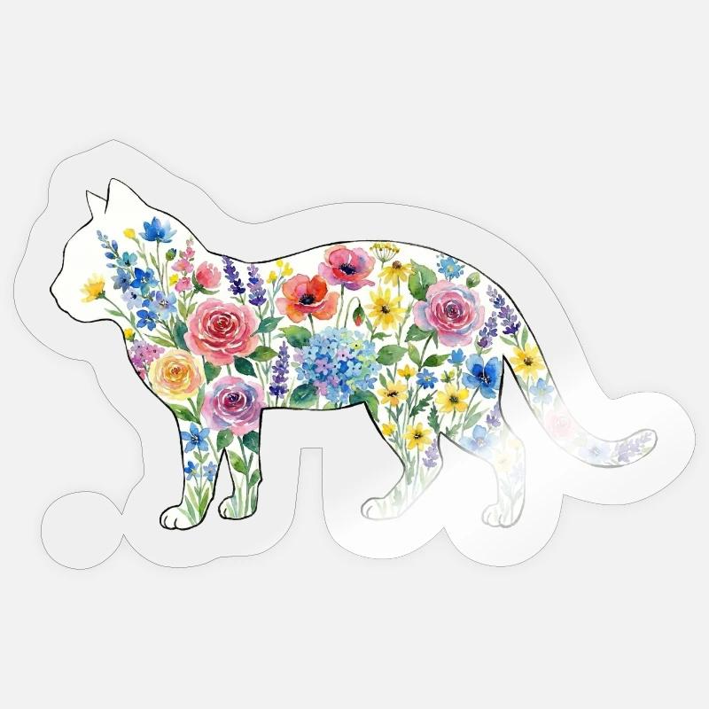 Frühlingskatze Sticker Größe S (10 x 10 cm)
