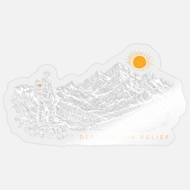 Hiker Sunrise Destination Relief Light - Sticker size S (10 x 10 cm) - transparent glossy