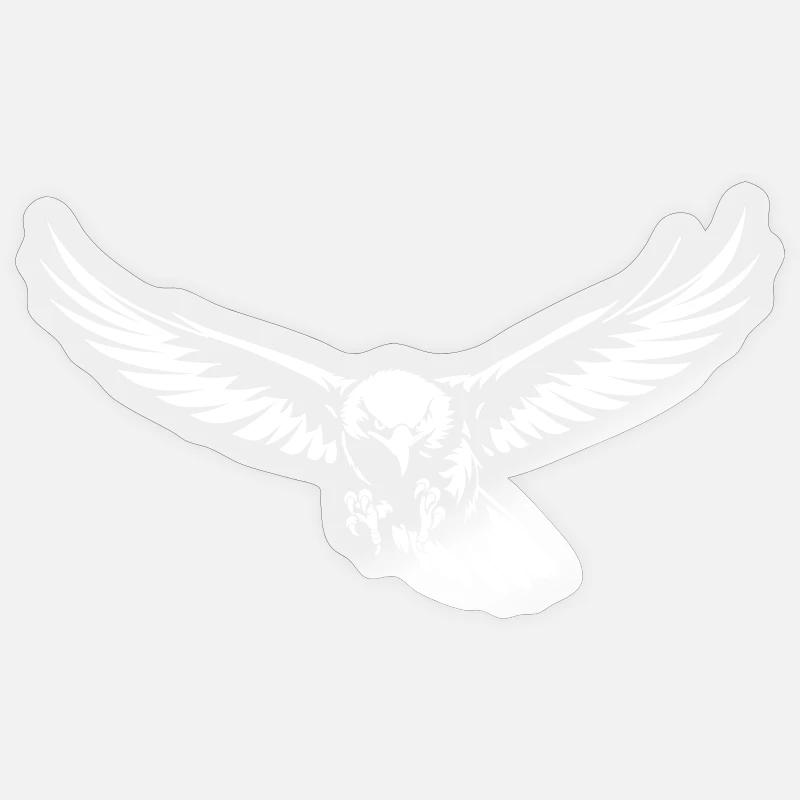 Aigle attaquant en vol - Sticker taille S (10 x 10 cm) - brillant transparent
